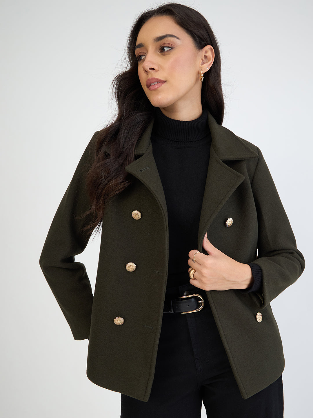 Olive Double Breasted Coat