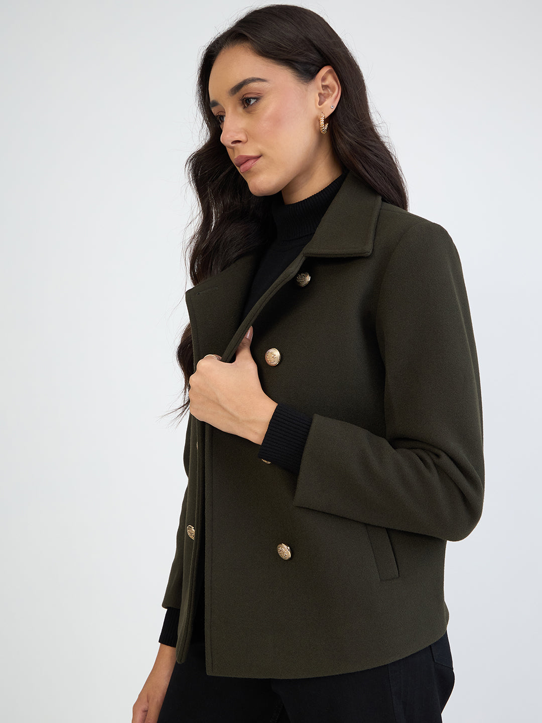 Olive Double Breasted Coat