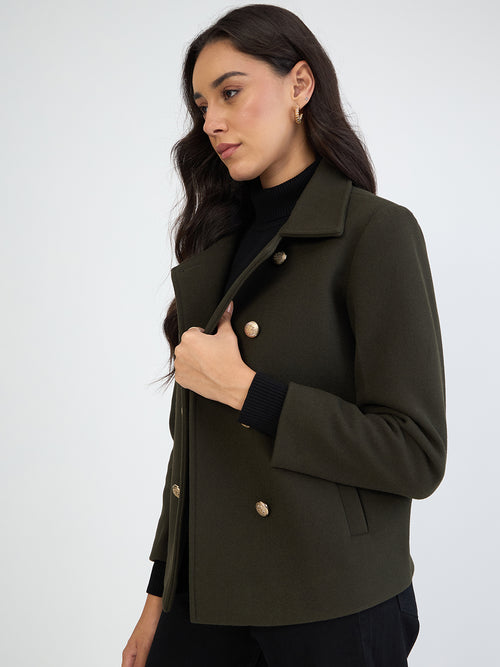 Olive Double Breasted Coat