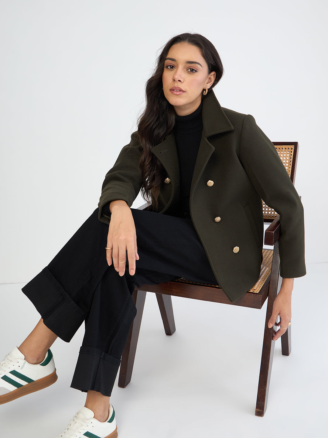 Olive Double Breasted Coat