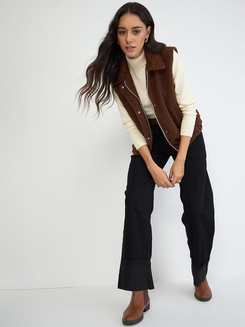 Coffee Brown Teddy Gilet
