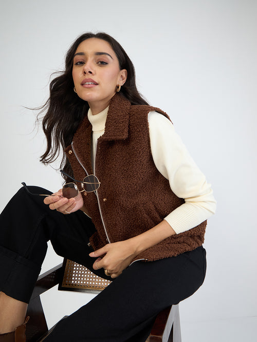 Coffee Brown Teddy Gilet