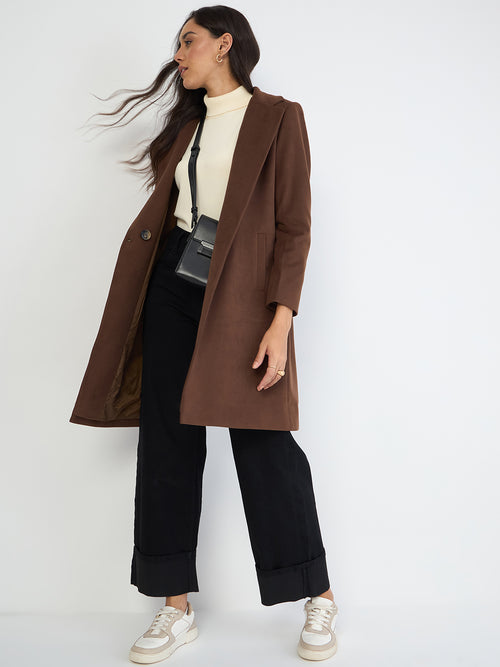 Brown Single Button Long Coat
