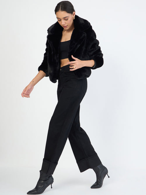 Black Faux Fur Coat