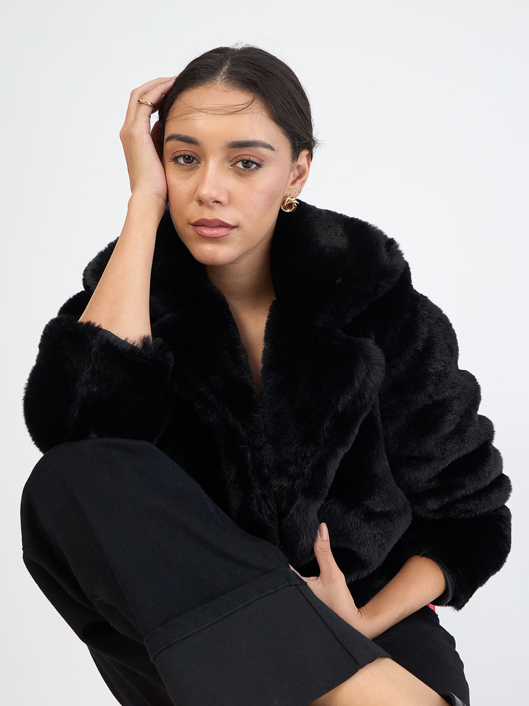 Black Faux Fur Coat