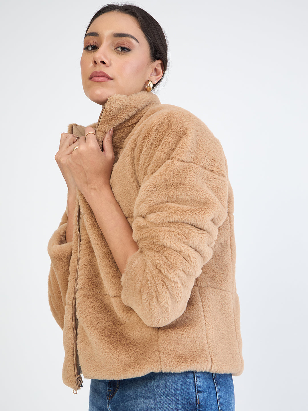 Beige Fur Reversible Jacket