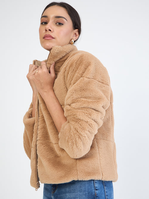 Beige Fur Reversible Jacket