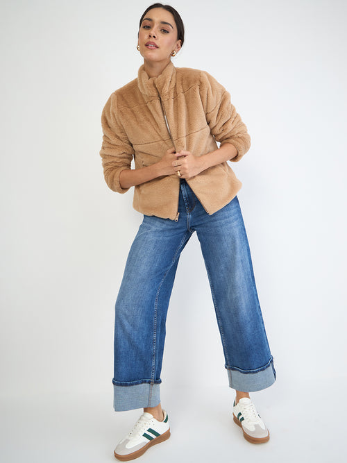 Beige Fur Reversible Jacket