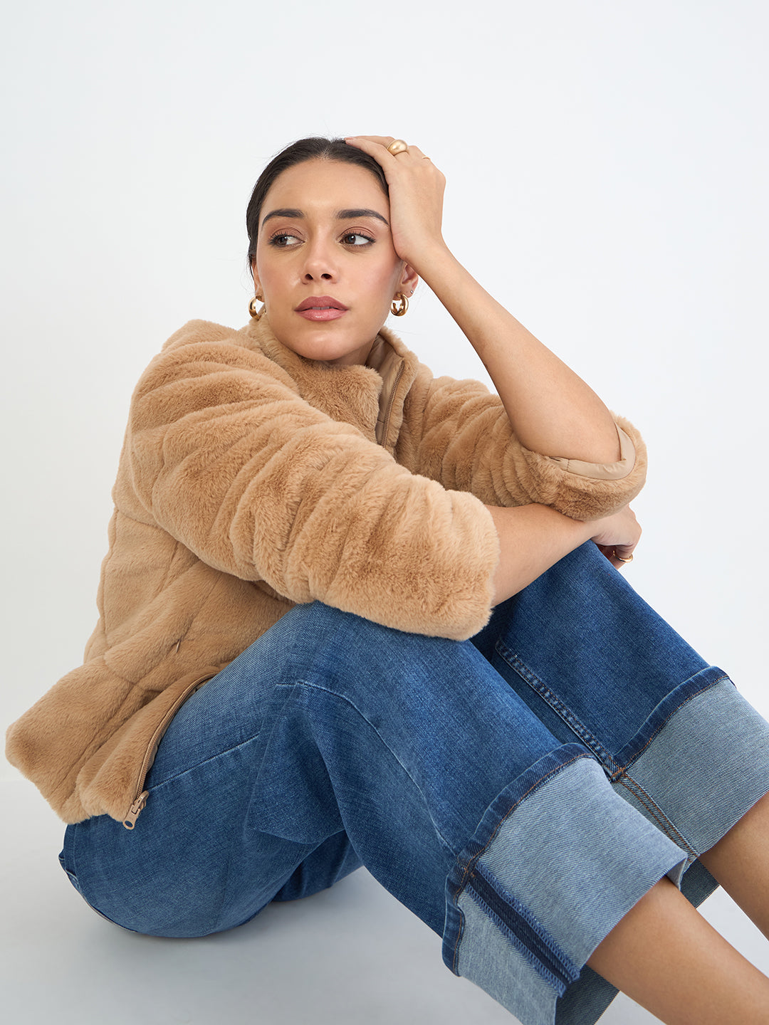 Beige Fur Reversible Jacket