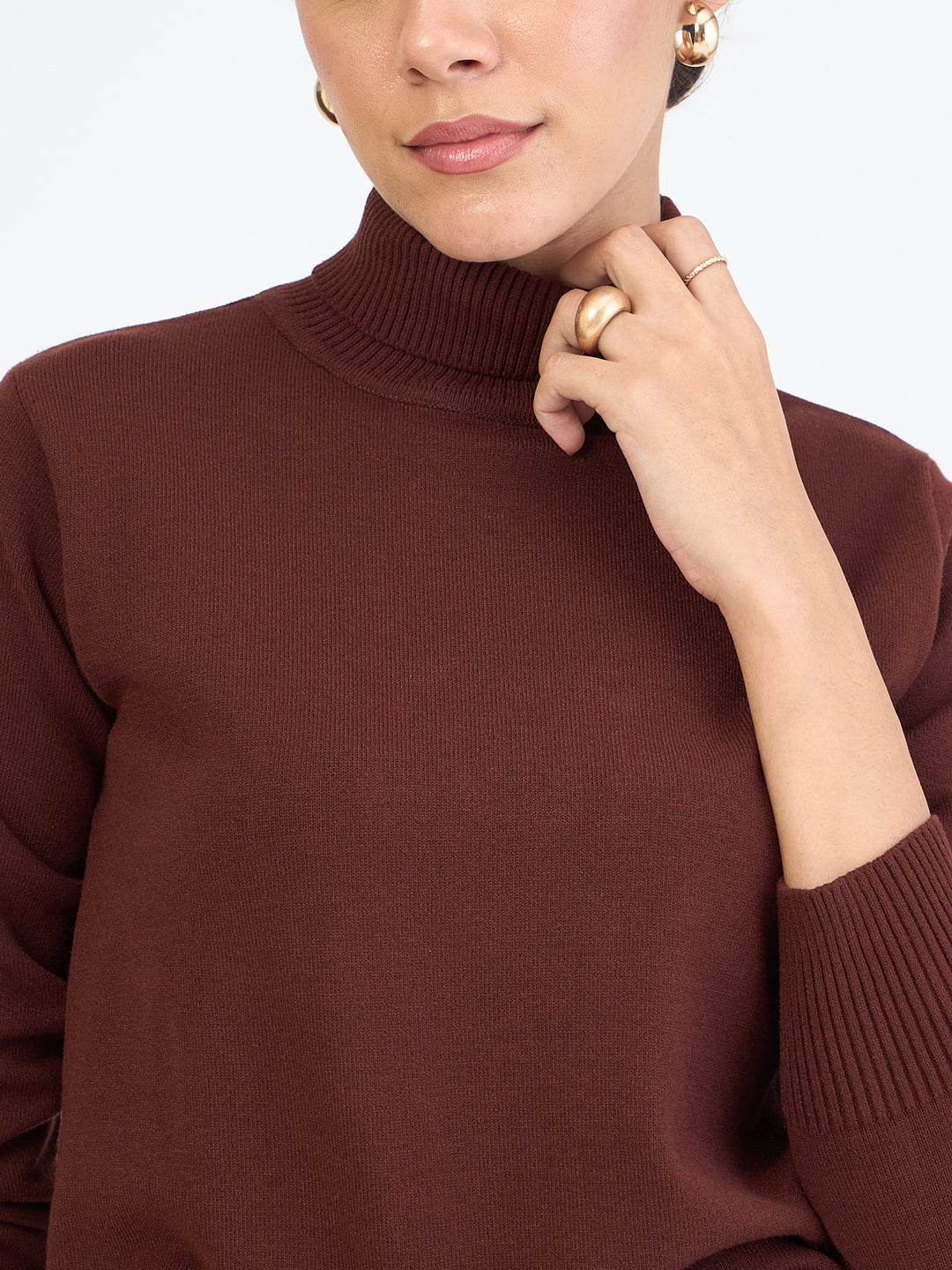 Coffee Brown Turtle Neck Sweater