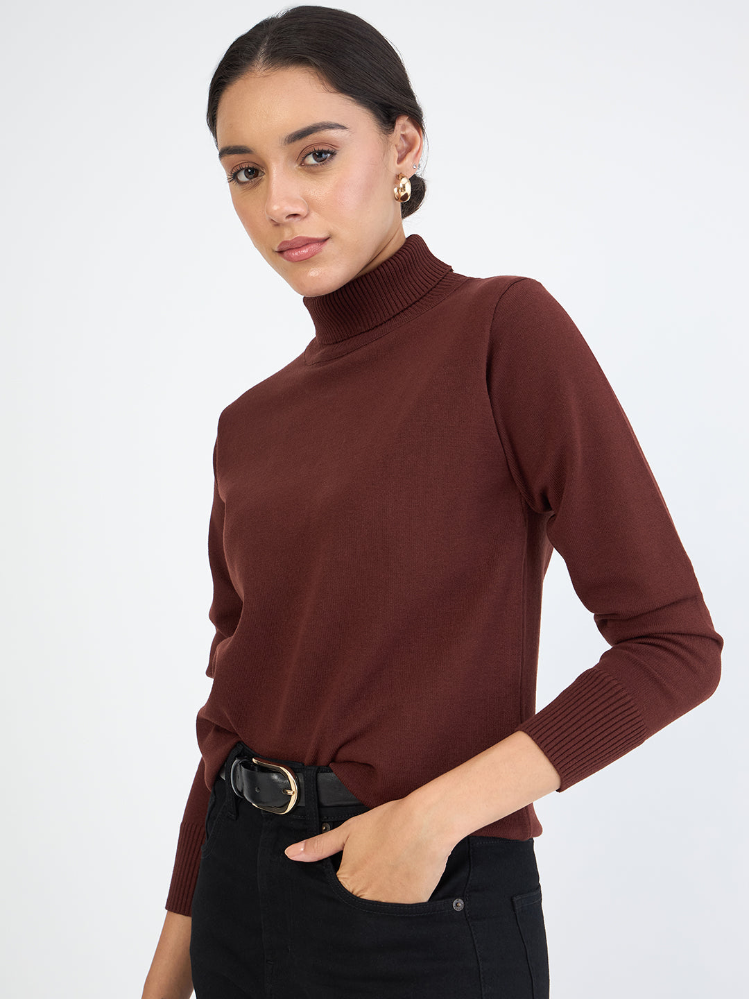 Coffee Brown Turtle Neck Sweater