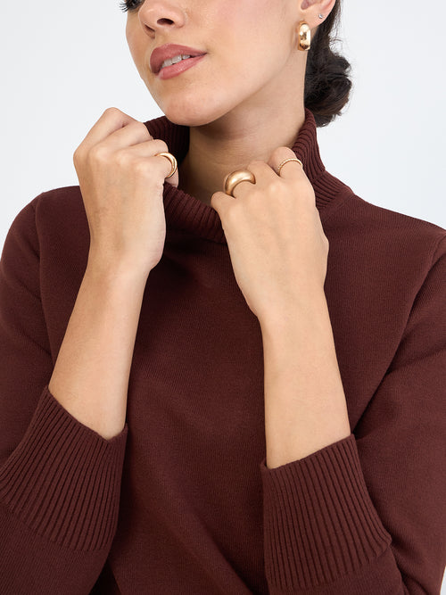 Coffee Brown Turtle Neck Sweater