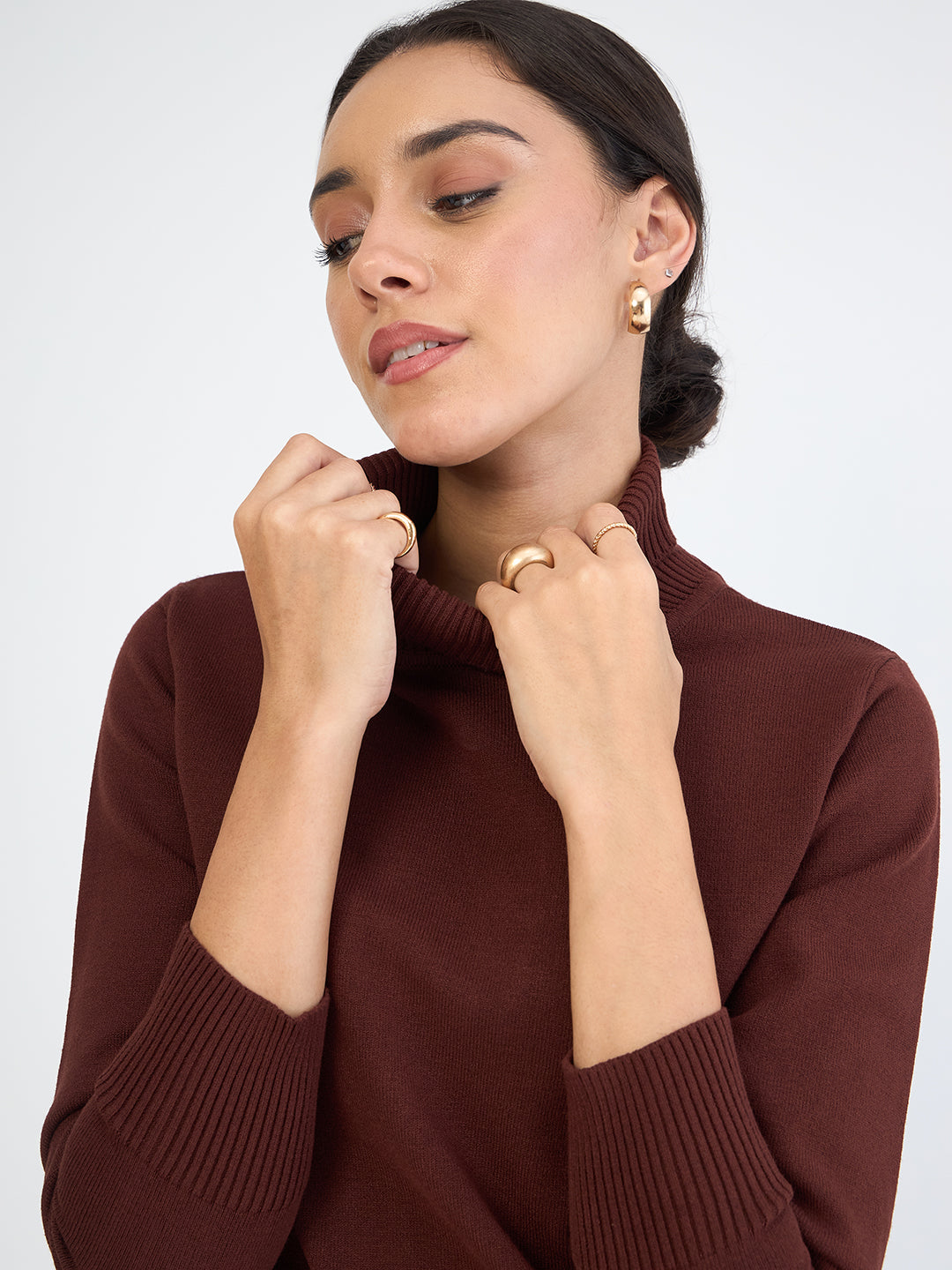 Coffee Brown Turtle Neck Sweater