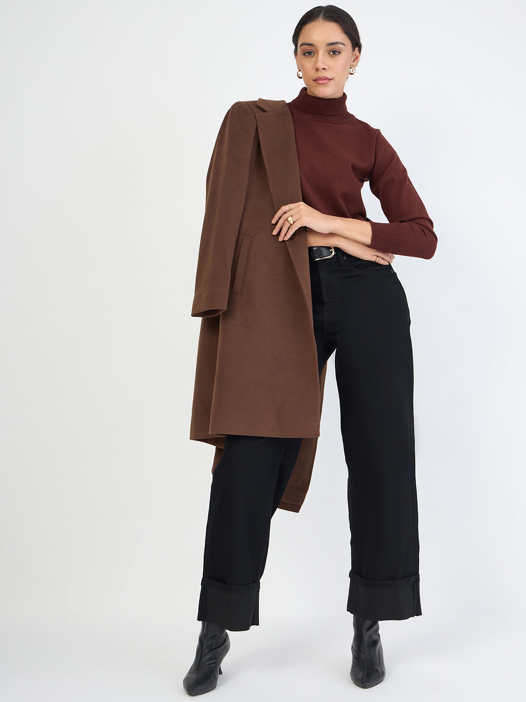 Coffee Brown Turtle Neck Sweater