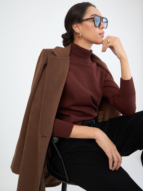 Coffee Brown Turtle Neck Sweater
