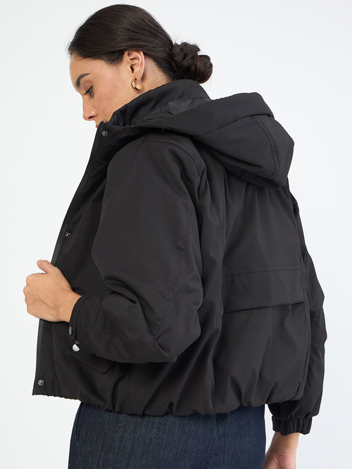 Black Oversized Bomber Jacket