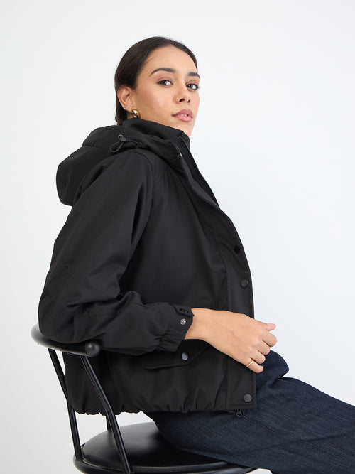 Black Oversized Bomber Jacket