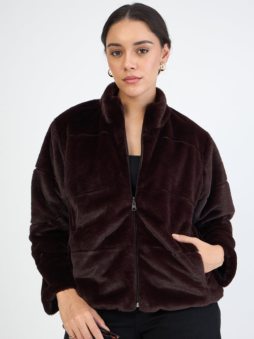 Coffee Brown Fur Reversible Jacket