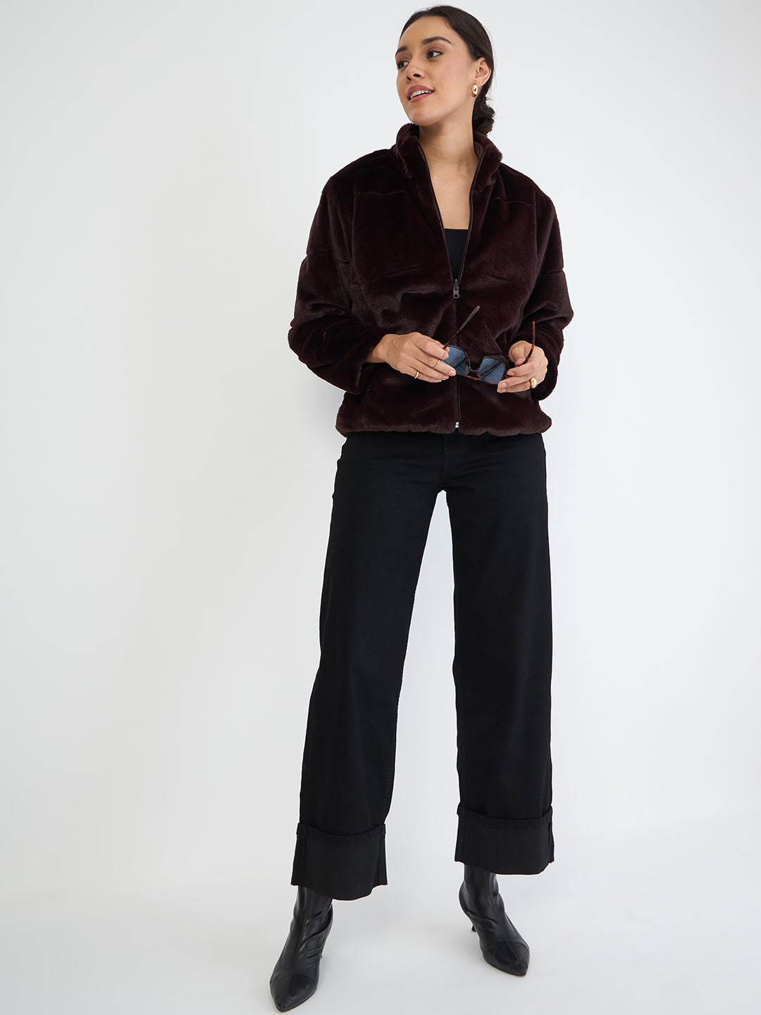 Coffee Brown Fur Reversible Jacket