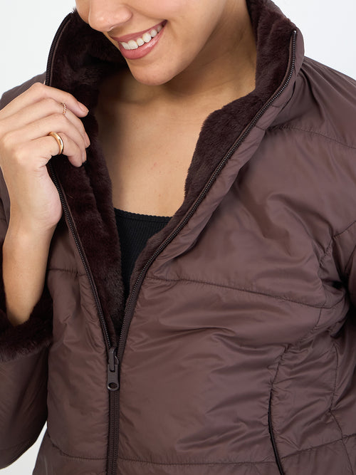 Coffee Brown Fur Reversible Jacket