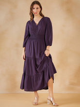 Deep Purple Smocked Waist Tiered Maxi Dress