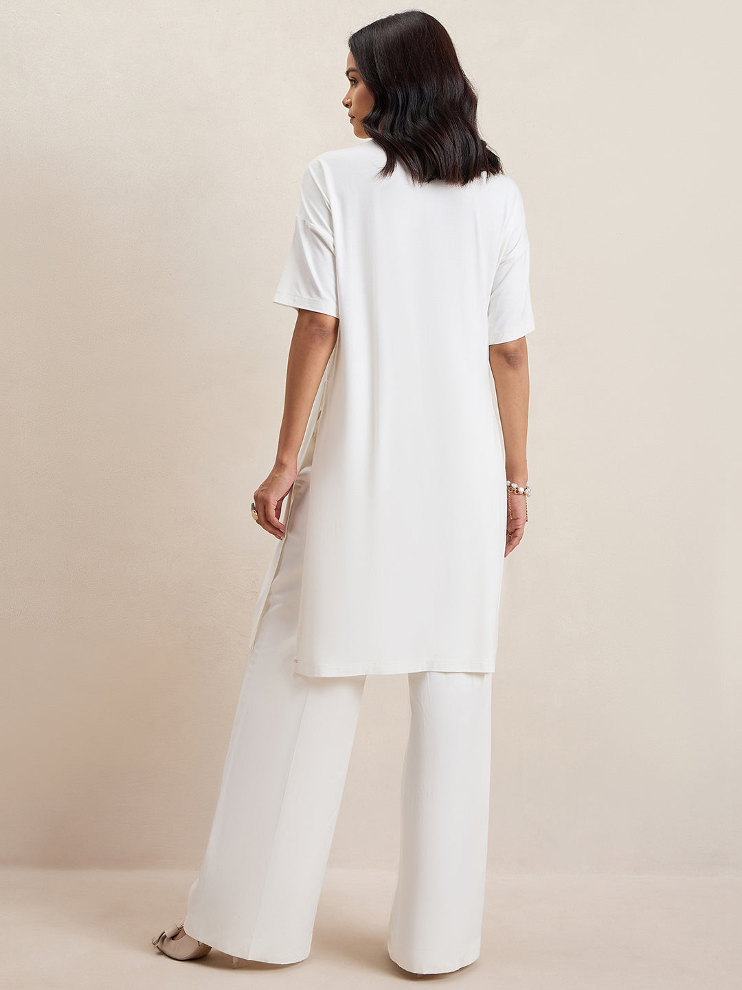 UltraSoft Bamboo White Slit Detail Top