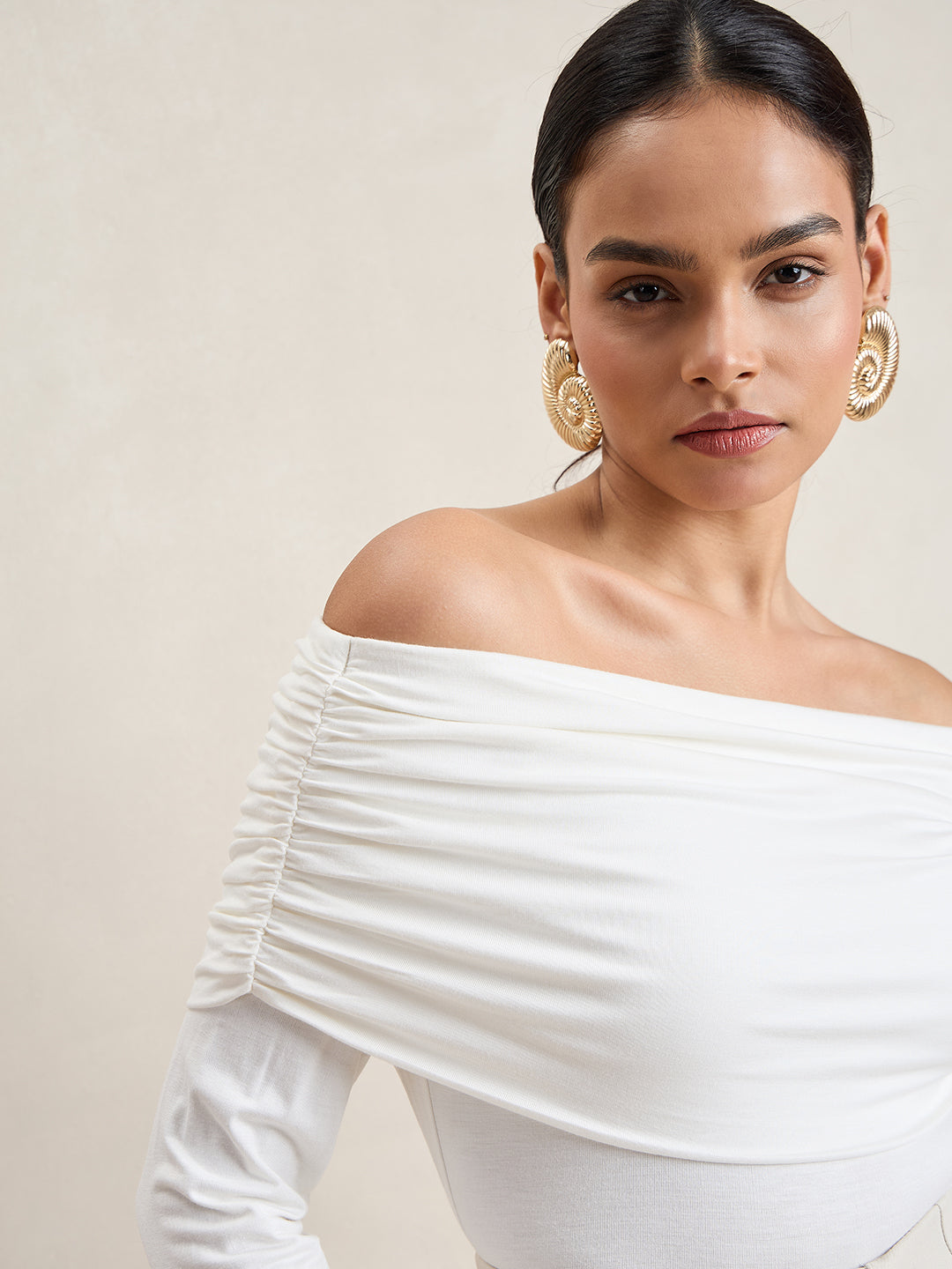 UltraSoft Bamboo White Off Shoulder Top