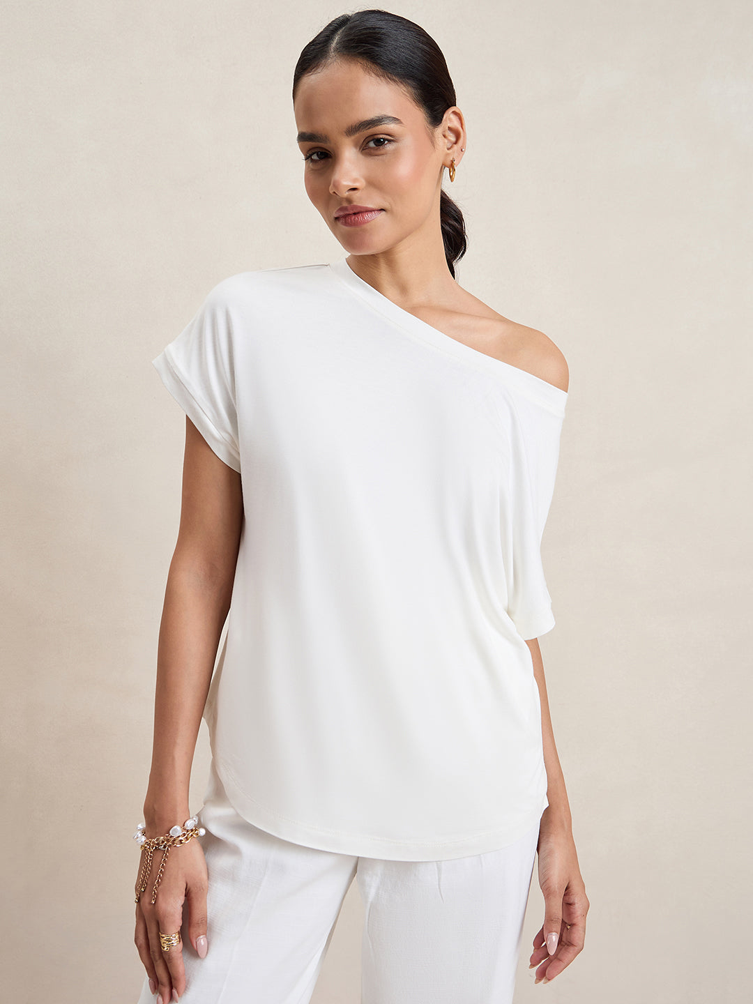 Bamboo White Off Shoulder EasyTee