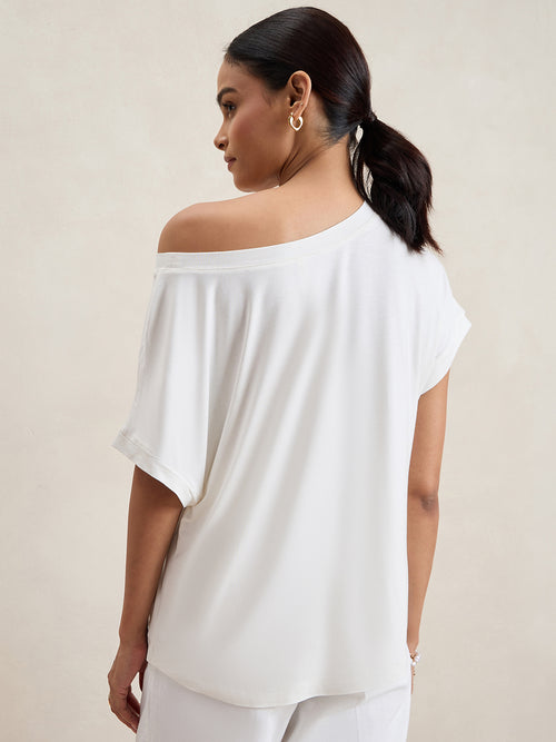Bamboo White Off Shoulder EasyTee
