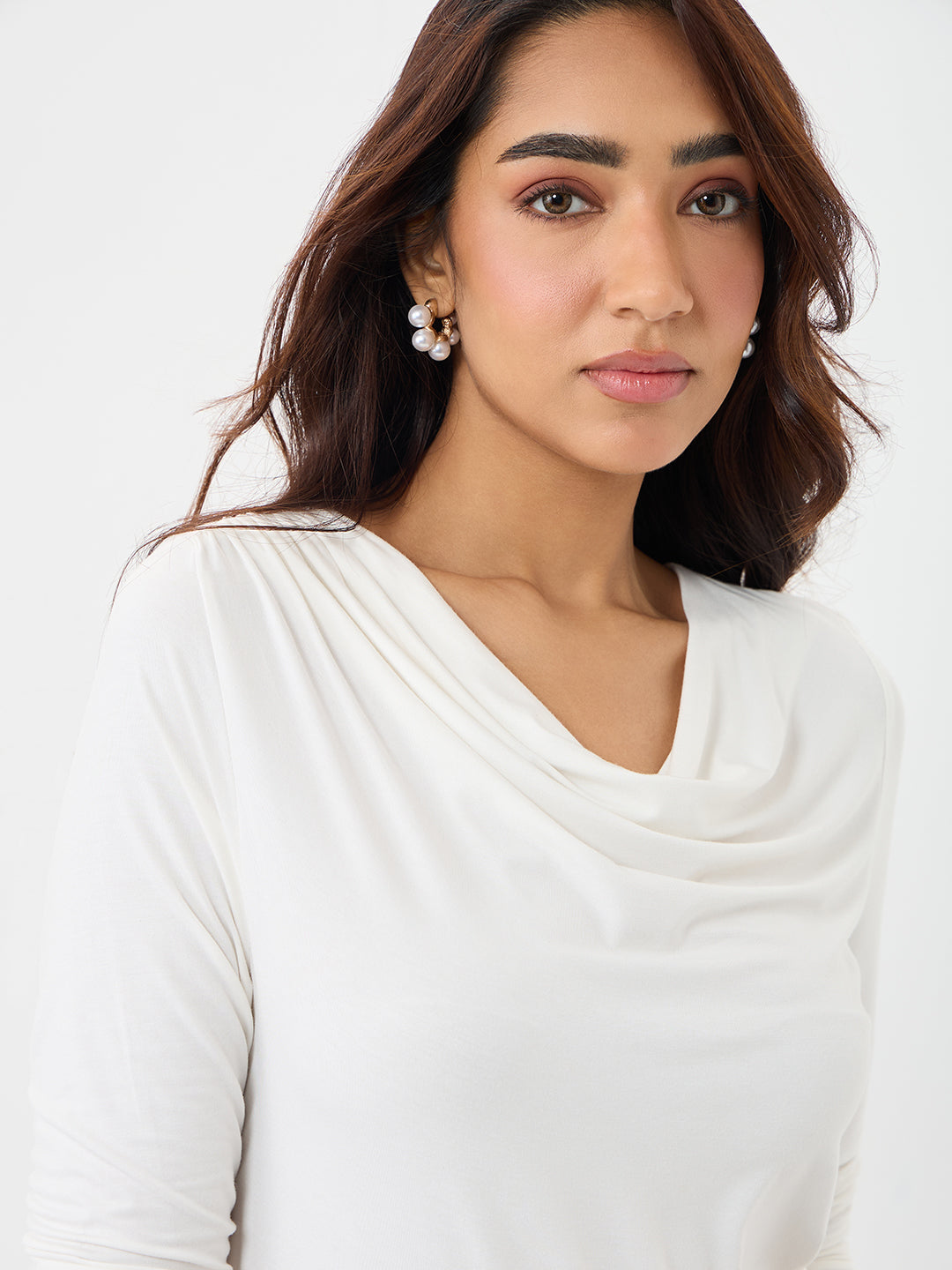 UltraSoft Bamboo White Cowl Neck Bodysuit