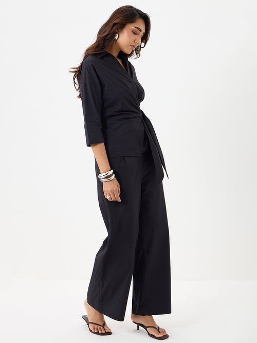 PaperLite Poplin Black Wrap Co-ord Set