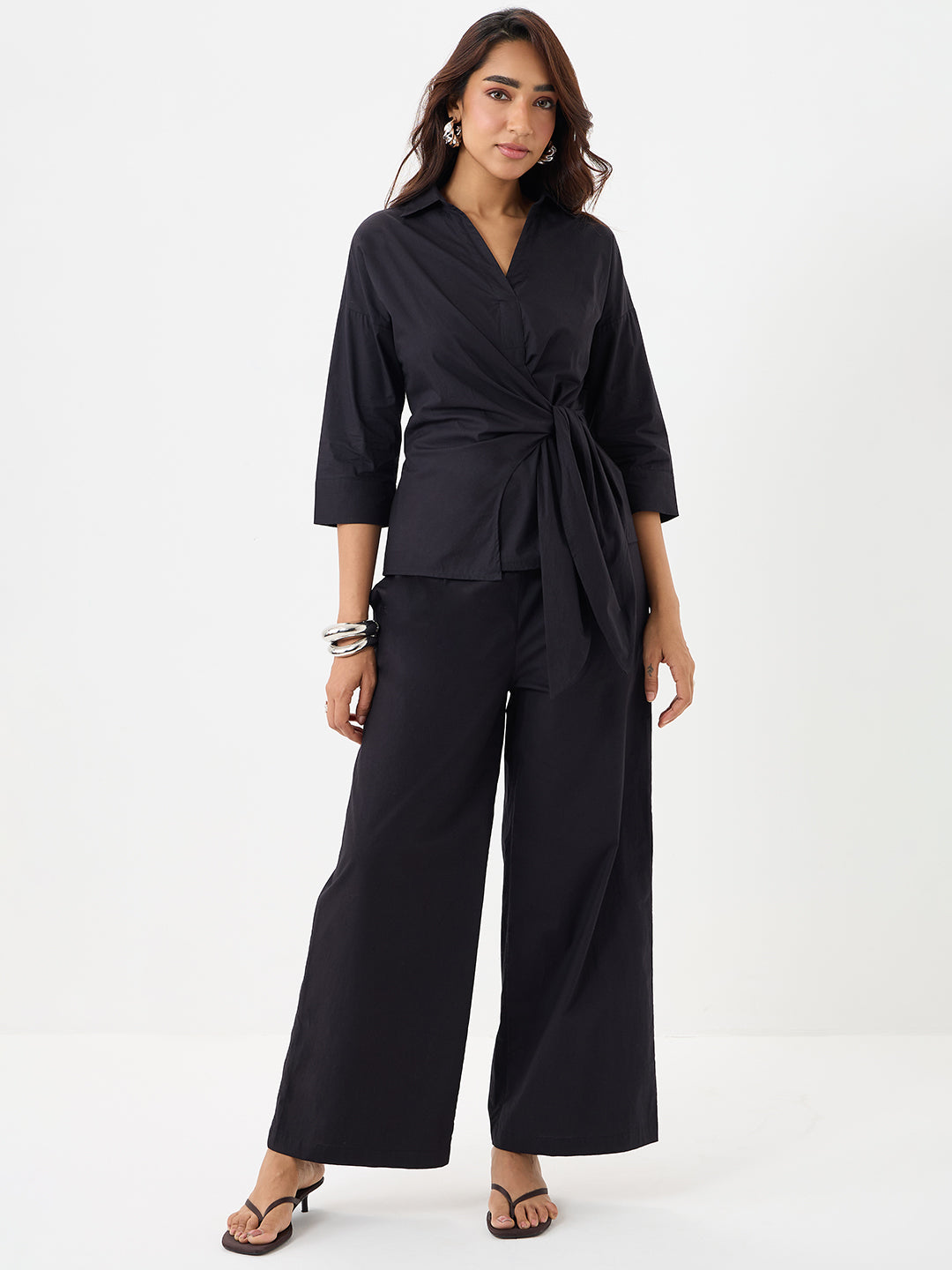 PaperLite Poplin Black Wrap Co-ord Set