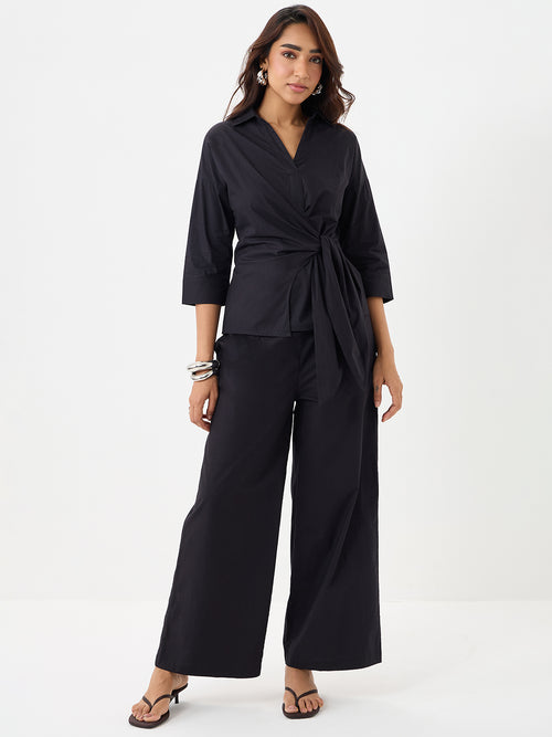 PaperLite Poplin Black Wrap Co-ord Set