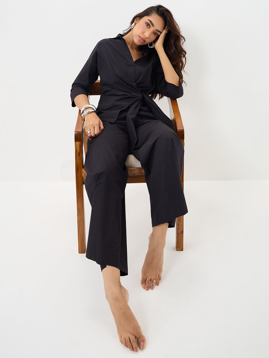 PaperLite Poplin Black Wrap Co-ord Set