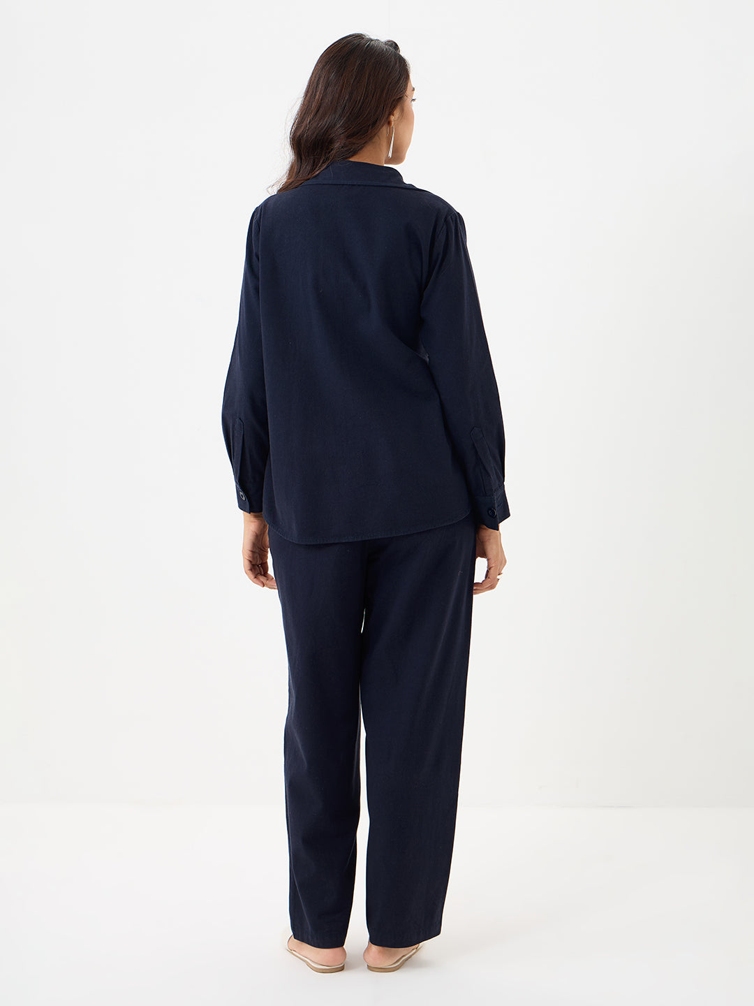 Navy Twill Tie-Up Shirt Co-Ord