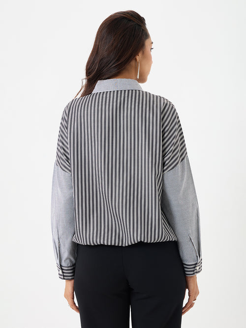 Black Stripe Wrap Top