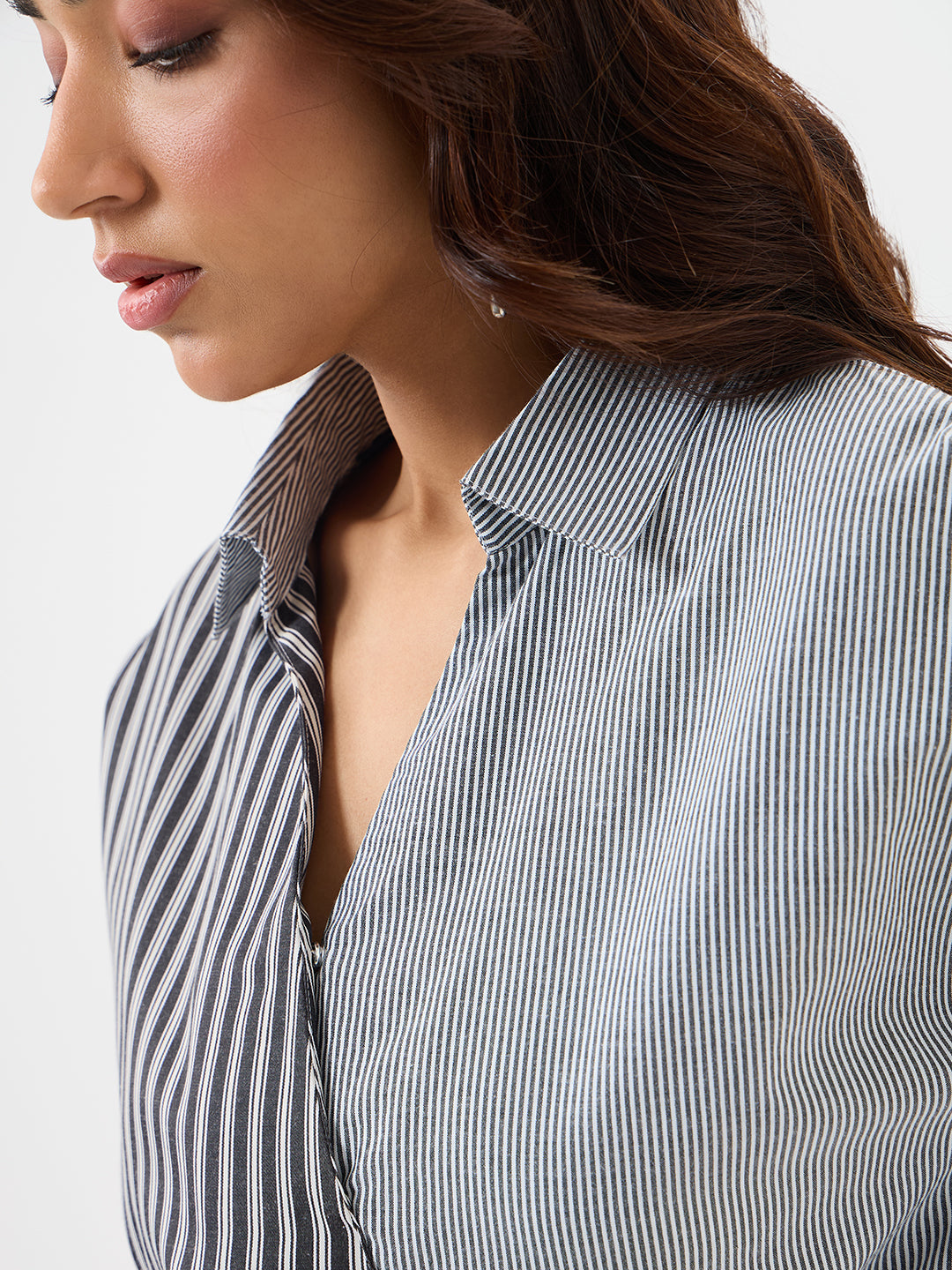 Black Stripe Wrap Top