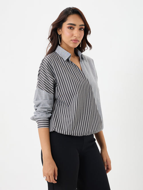 Black Stripe Wrap Top