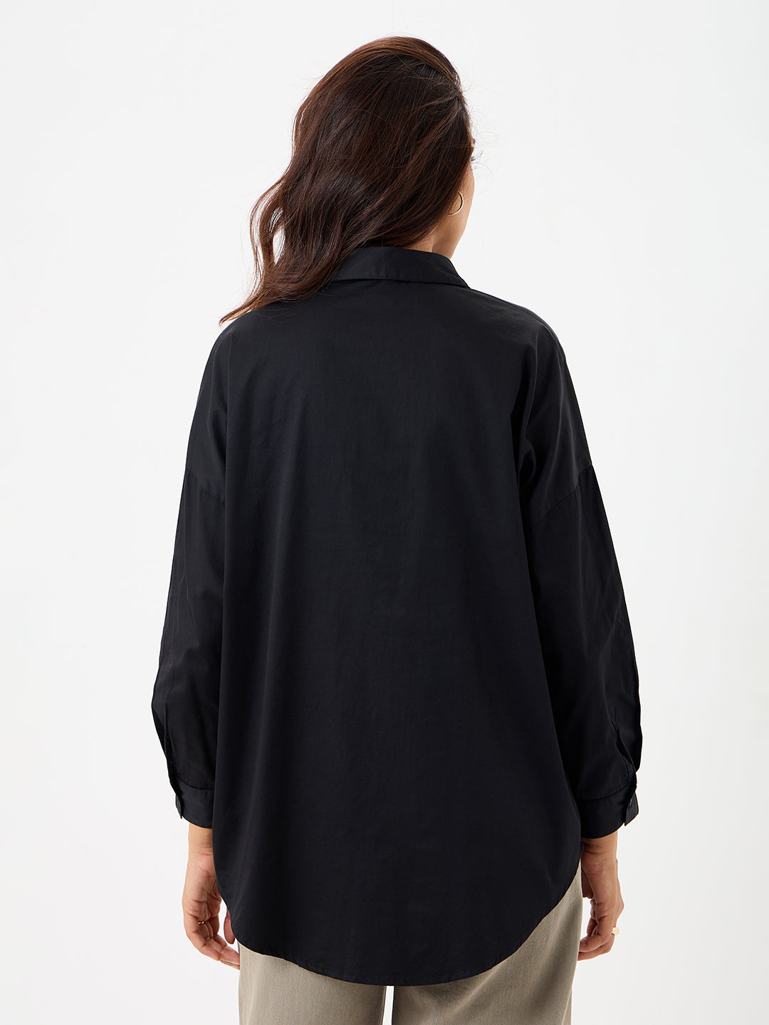 Black Cotton Oversized Shirt