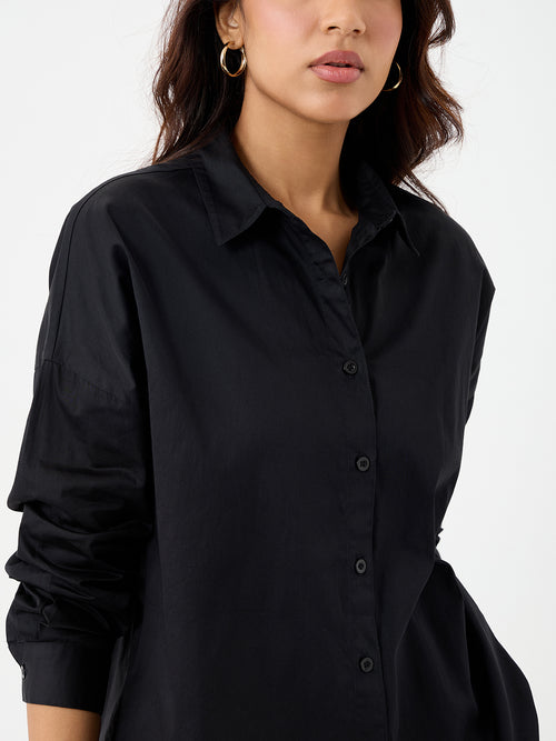 Black Cotton Oversized Shirt