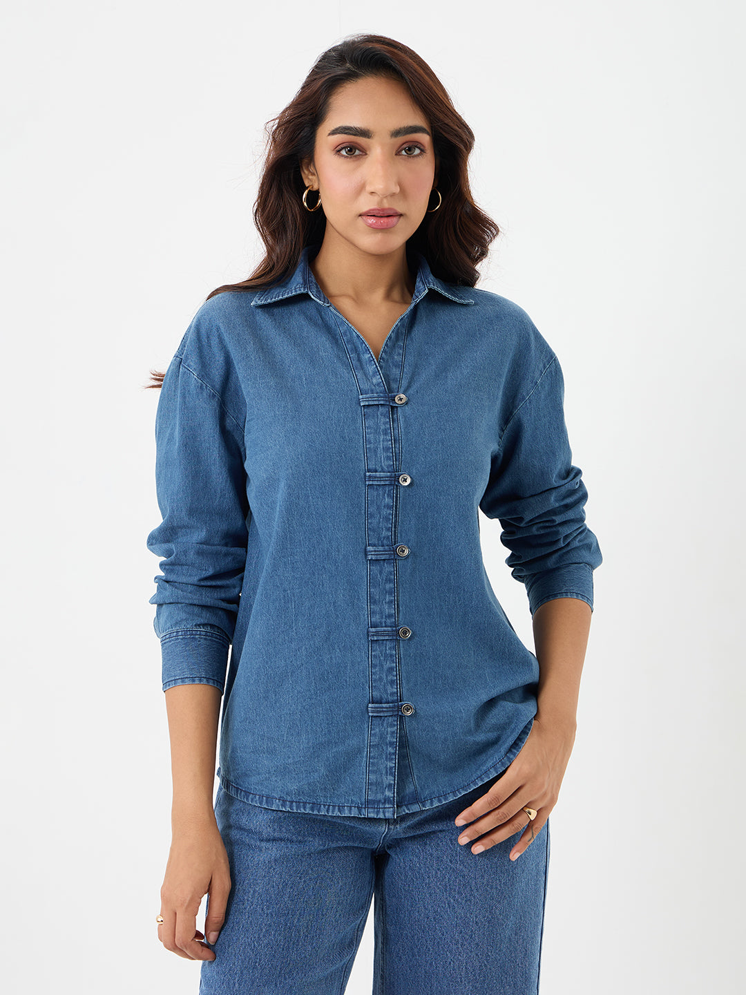 DenimLite Blue Button Detail Shirt