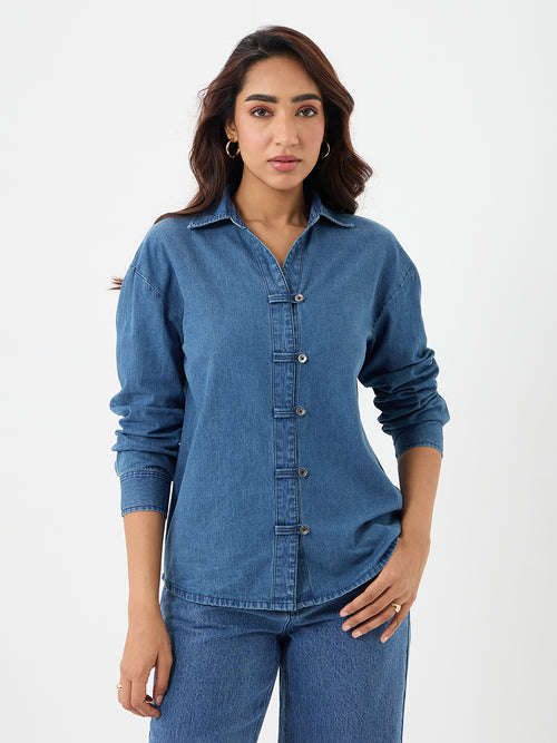 DenimLite Blue Button Detail Shirt