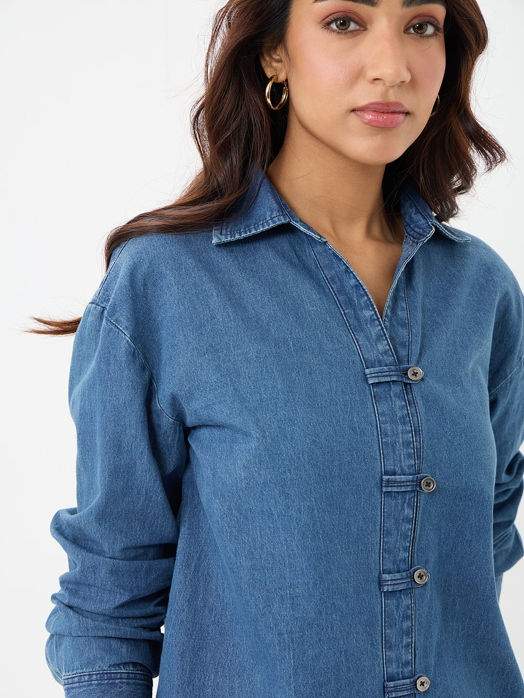 DenimLite Blue Button Detail Shirt