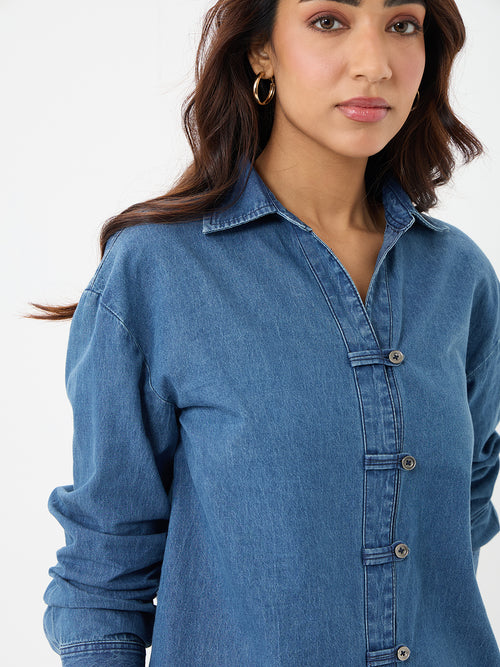 DenimLite Blue Button Detail Shirt