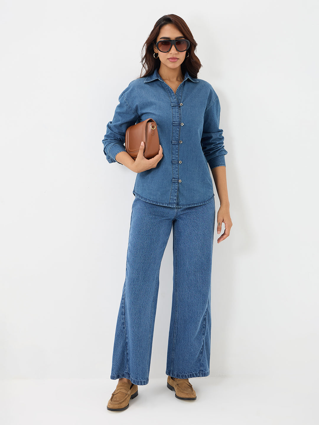 DenimLite Blue Button Detail Shirt