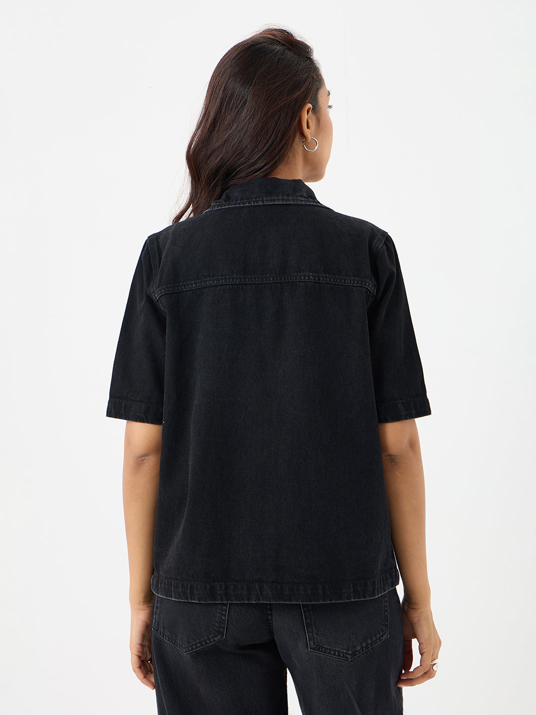 DenimClassic Black Half Sleeves Shirt