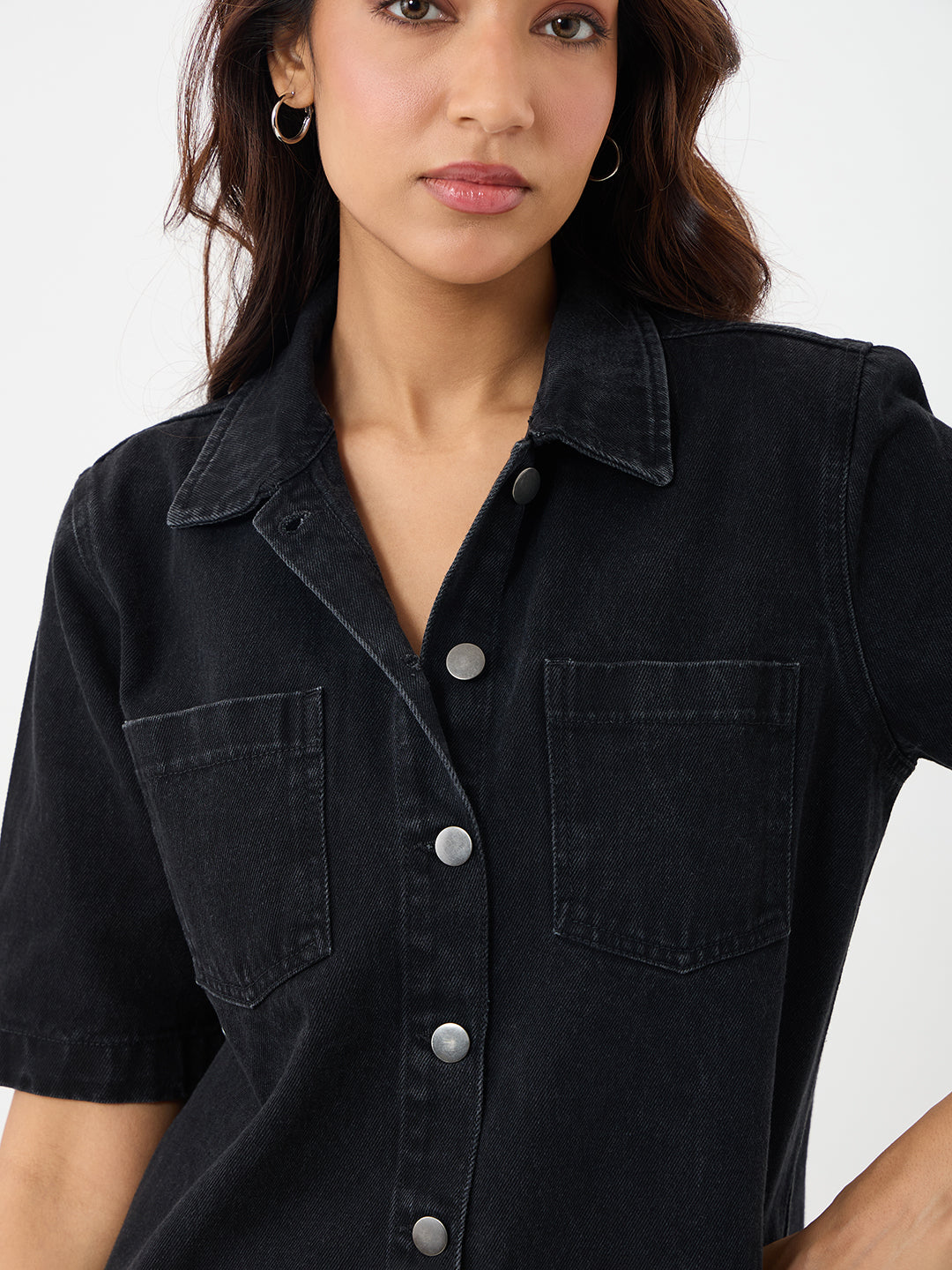 DenimClassic Black Half Sleeves Shirt
