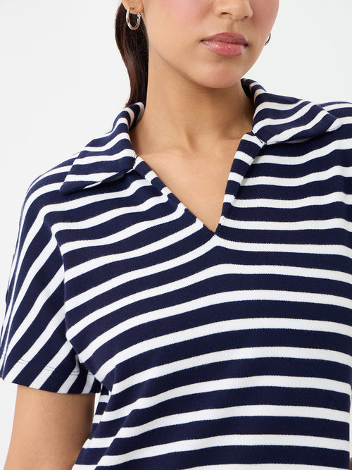 Navy Cotton Stripe Maxi Dress