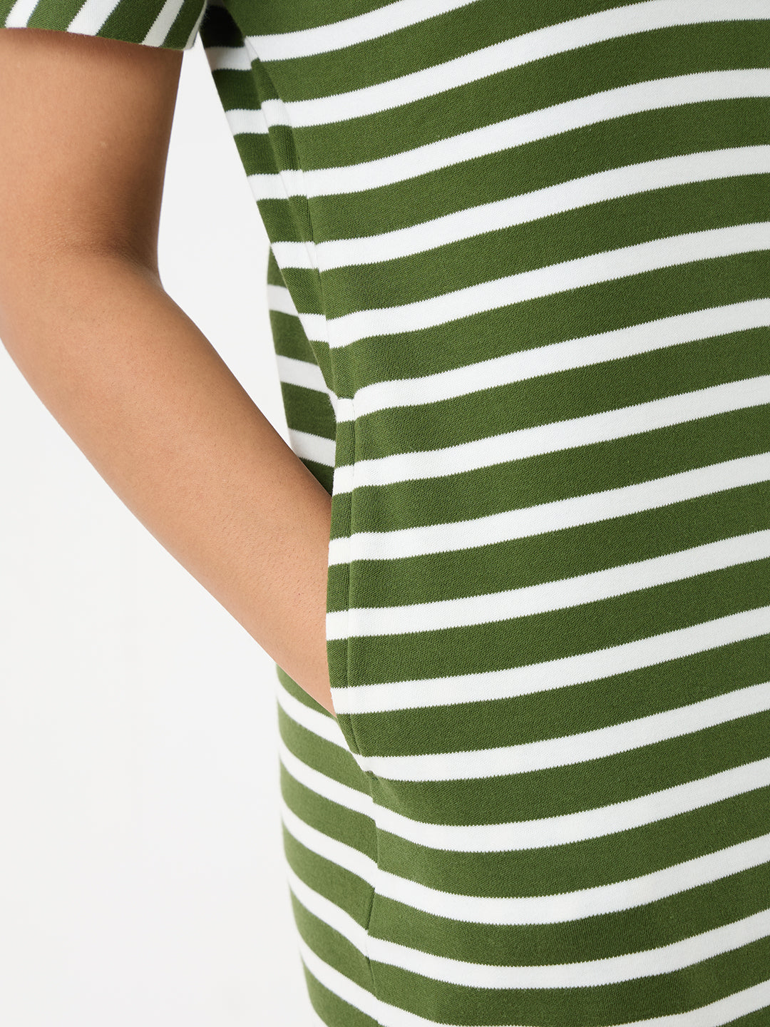Olive Cotton Stripe Maxi Dress