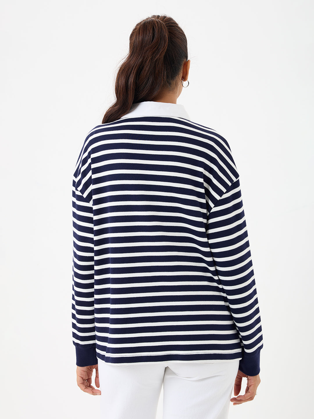 Navy Stripe Collared T-Shirt